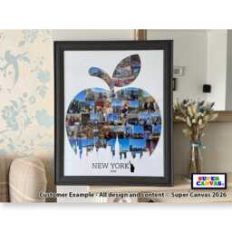 New York Big Apple City Family Holiday Travel Picture Photo Board Collage Wall Art Framed Canvas & Print Birthday Anniversary Gift - thumbnail 1