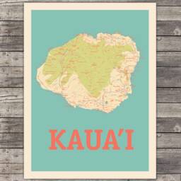 Island Of Kauai, Hawaii Map Print Wall Art - Portrait - thumbnail 2