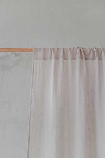 White Sand Linen Sheer Curtain - Lightweight Natural Window Panel For Soft Light Handmade Farmhouse Drapes Living Room Bedroom Kitchen - image 1