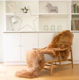 Sheepskin Rug, Gold Brown Sheepskin, Double Long Large Fur Luxury, Interior Decor, Hygge, Bed