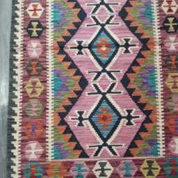 Kilim Rug Multicolour, Handmade Artisan Afghan Turkish Persian Rug, Navajo Moroccan Bohemian Flatweave, Natural Wool Dhurrie 124x83 cm - thumbnail 2