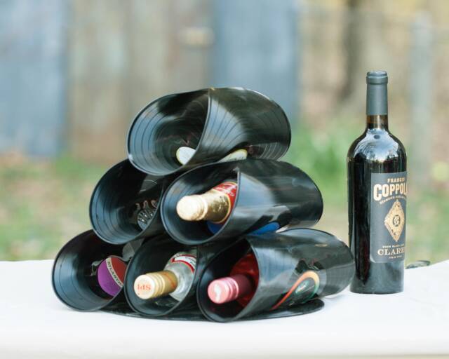 Records Wine Rack/Eco-Friendly Free Standing Kitchen Tabletop Liquor Winerack Sommelier Winery Dj Bartender Chef Music Lover Wedding Gift - image 1