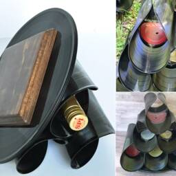 Records Wine Rack/Eco-Friendly Free Standing Kitchen Tabletop Liquor Winerack Sommelier Winery Dj Bartender Chef Music Lover Wedding Gift - thumbnail 2