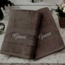 Personalised Grey Bath Towels Pair - His & Hers Gift Set Couples Wedding Anniversary Mr & Mrs Names Embroidered Cotton Bathing - thumbnail 2