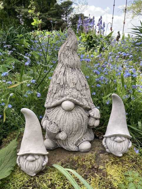 Set Of 3 Reconstituted Stone Garden Woodland Gonk Statues - image 1