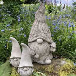 Set Of 3 Reconstituted Stone Garden Woodland Gonk Statues - thumbnail 2