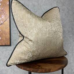 Blake Brass Gold Cushion Cover Luxury Piped Pillow Sham Black Velvet Piping Beaumont Textiles Fabric Double Sided Handmade in UK - thumbnail 4