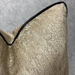 Blake Brass Gold Cushion Cover Luxury Piped Pillow Sham Black Velvet Piping Beaumont Textiles Fabric Double Sided Handmade in UK - thumbnail 3