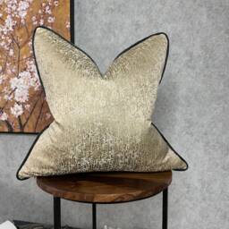 Blake Brass Gold Cushion Cover Luxury Piped Pillow Sham Black Velvet Piping Beaumont Textiles Fabric Double Sided Handmade in UK
