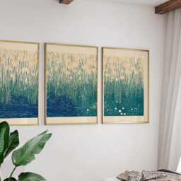 Reed Garden Posters Set Of 3, Japanese Nature Art Prints Wall Decor - thumbnail 2