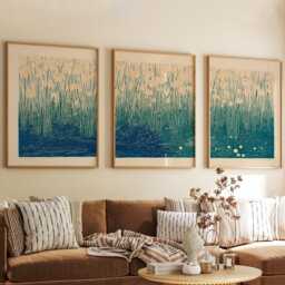Reed Garden Posters Set Of 3, Japanese Nature Art Prints Wall Decor - thumbnail 3