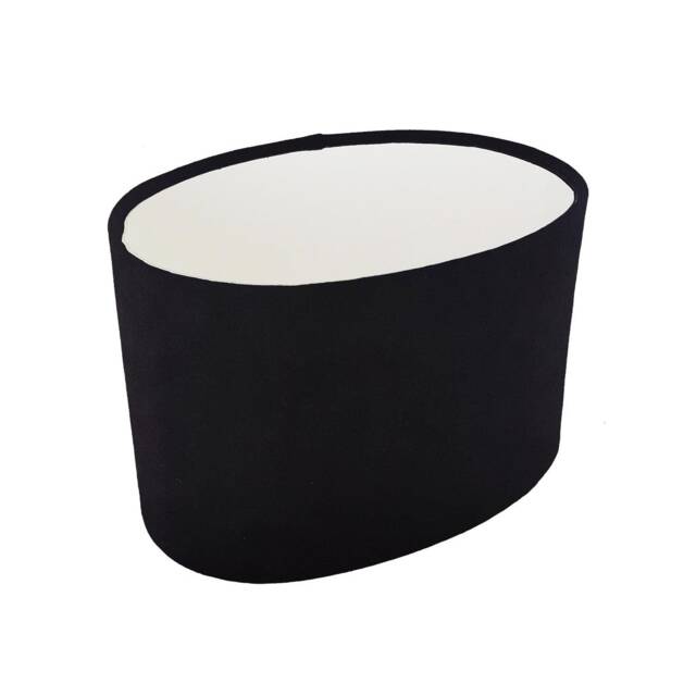 Black Oval Lampshade in Velvet With White Lining - image 1
