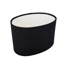 Black Oval Lampshade in Velvet With White Lining - thumbnail 1