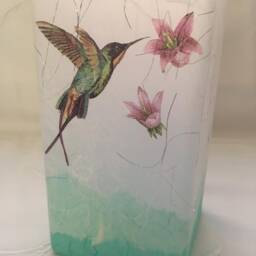 Hummingbird & Flowers Glass Table Lamp Christmas, Birthday, Wedding, Anniversary, Housewarming - thumbnail 3