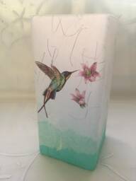 Hummingbird & Flowers Glass Table Lamp Christmas, Birthday, Wedding, Anniversary, Housewarming - thumbnail 1