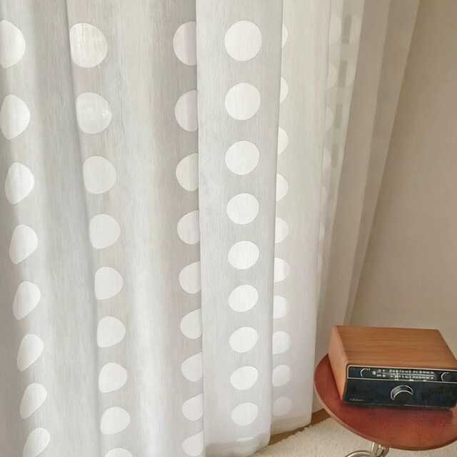 Custom Curtains White Polka Dot Sheer Farmhouse For Bedroom Living Room - image 1