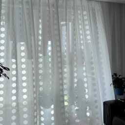 Custom Curtains White Polka Dot Sheer Farmhouse For Bedroom Living Room - thumbnail 4