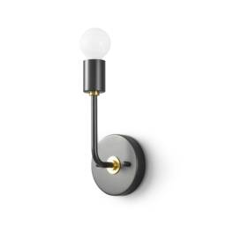 1 Light Black & Gold Wall Sconce With Bend Arm - Mid Century Modern Minimalist Lamp Fixture Bathroom Vanity & Hallway Lighting