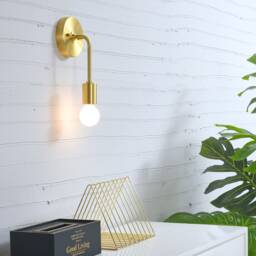 1 Light Black & Gold Wall Sconce With Bend Arm - Mid Century Modern Minimalist Lamp Fixture Bathroom Vanity & Hallway Lighting - thumbnail 4