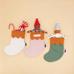 Personalised Mini Xmas Stocking/Natural Linen Christmas Stockings Decoration - thumbnail 1