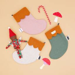Personalised Mini Xmas Stocking/Natural Linen Christmas Stockings Decoration - thumbnail 2