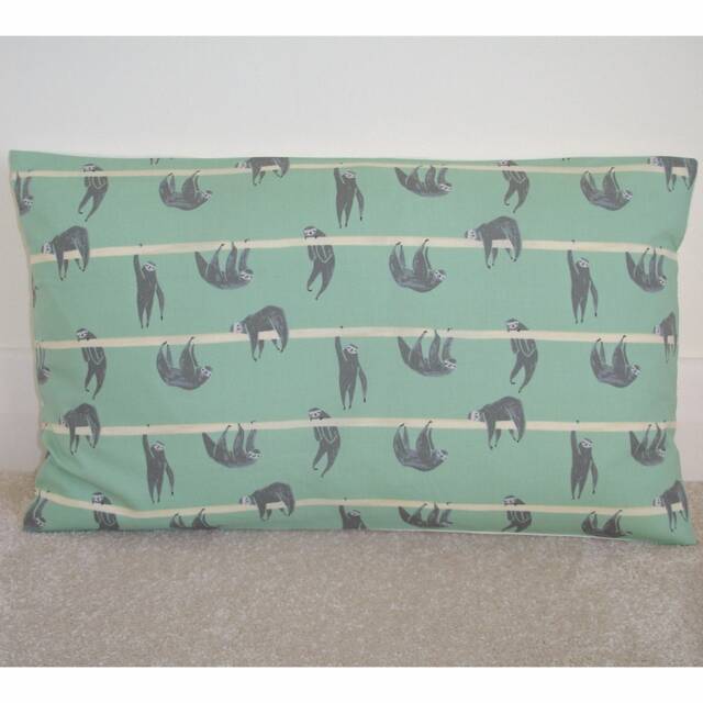 "Sloth Pillow Cover Oblong Grey & Mint Green Sloths 16""X12"" Cushion Rectangular Bolster Sham Case Slip Pillowcase 16"" X 12"" Gray 20"