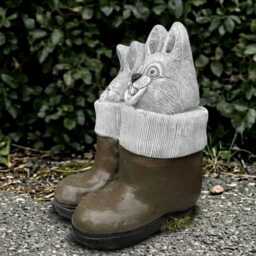 Smiling Rabbit Sculpture Outdoor Bunny Statue Concrete Animal Figurine Cement in Boots Ornament Front Door Decor Rabbit Lover Gift - thumbnail 3