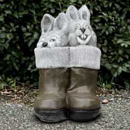 Smiling Rabbit Sculpture Outdoor Bunny Statue Concrete Animal Figurine Cement in Boots Ornament Front Door Decor Rabbit Lover Gift - thumbnail 1