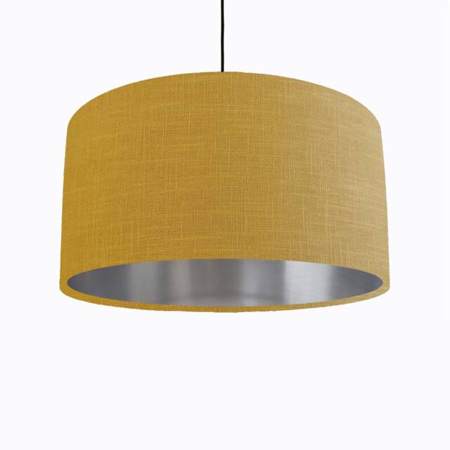Mustard Yellow Lampshade in Linen With Silver Lining - image 1
