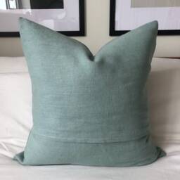 Mint Green Linen Cushion Cover French Vintage Style Pillow - thumbnail 3