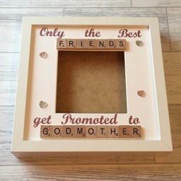 Godmother Scrabble Art Photo Frame, Personalised Godparent Gift - thumbnail 1