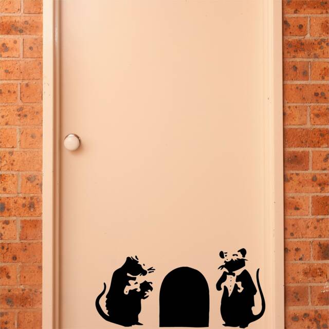 Banksy Mice Butlers Sticker, Vinyl Wall Art Sticker, Transfer, Mural, Stencil, Easy To Apply, Instructions Included, Matt Finish - image 1