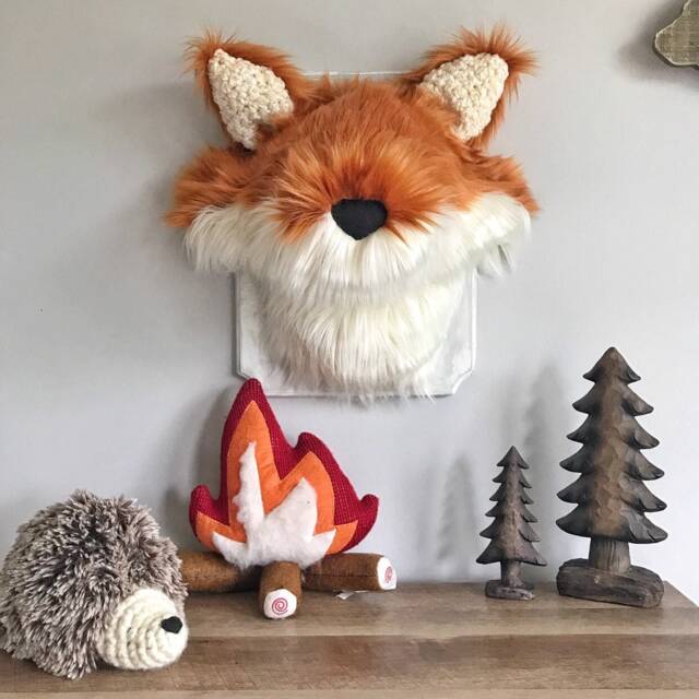 Faux Fox Taxidermy Wall Mount Crochet Accents, Woodland Nursery Decor - image 1