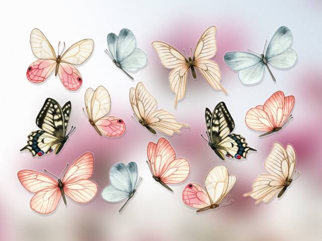 Watercolor Butterfly Window Clings Double Sided Pastel Stickers - image 1