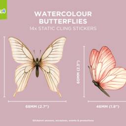 Watercolor Butterfly Window Clings Double Sided Pastel Stickers - thumbnail 3