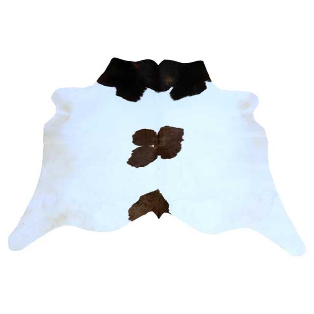 Dark Brown & White Cowhide Rug Rustic Hair-On Leather Area Rug - 42x46 Inches - image 1