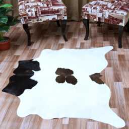 Dark Brown & White Cowhide Rug Rustic Hair-On Leather Area Rug - 42x46 Inches - thumbnail 4