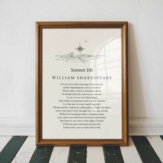 Sonnet 116 Wall Art Print - William Shakespeare Love Poem, Romantic Anniversary Gift, Poem For Wife - image 1