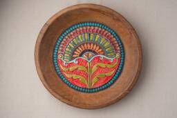 Boho Wall Art, Vintage Indian Dough Bowl With Handmade Ceramic & Mosaic Tile, Made To Order, Deep Framed Mosaic, Blossom Queen
