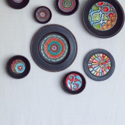 Boho Wall Art, Vintage Indian Dough Bowl With Handmade Ceramic & Mosaic Tile, Made To Order, Deep Framed Mosaic, Blossom Queen - thumbnail 4