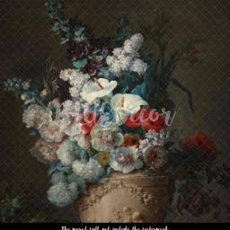 Dark Vase Flowers Removable Wallpaper, Oil Painting Mural, Peel & Stick, Still Life Decor, Self Adhesive, Repositionable, Wall Decal #114 - thumbnail 3