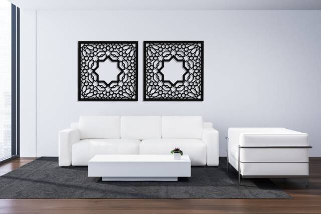 Decorative Glamour Graphics Alhambra, 60 cm, Wall Picture, Panel, Openwork Decor, Wood Art, Ornament, Living Room - image 1