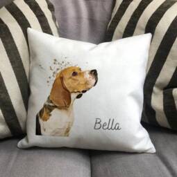 Personalised Beagle Dog Country Canvas Cushion - Customised Owner & Lover Linen Puppy Cover With Inner Filler - thumbnail 2