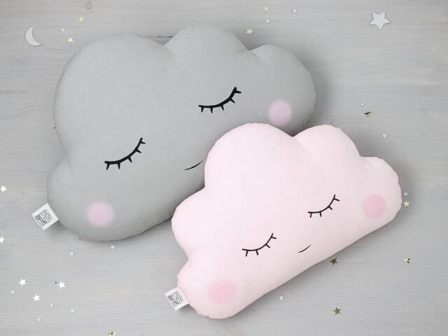 Baby Girl Nursery Decor, Handmade Cloud Pillows For Kids Room Pink & Gray Infant Crib Cushion Shower Gift Boho Toddler Bedroom Accessories - image 1