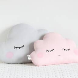 Baby Girl Nursery Decor, Handmade Cloud Pillows For Kids Room Pink & Gray Infant Crib Cushion Shower Gift Boho Toddler Bedroom Accessories - thumbnail 2