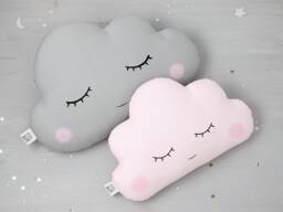 Baby Girl Nursery Decor, Handmade Cloud Pillows For Kids Room Pink & Gray Infant Crib Cushion Shower Gift Boho Toddler Bedroom Accessories - thumbnail 1