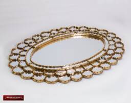 Peruvian Gold Large Oval Mirror For Wall, Decorative Wall Mirror From Peru, Bathroom Wall Mirror, Handmade Home Decor