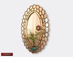 Peruvian Gold Large Oval Mirror For Wall, Decorative Wall Mirror From Peru, Bathroom Wall Mirror, Handmade Home Decor