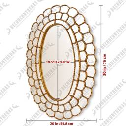 Peruvian Gold Large Oval Mirror For Wall, Decorative Wall Mirror From Peru, Bathroom Wall Mirror, Handmade Home Decor - thumbnail 4
