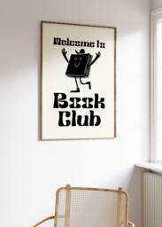Book Club Retro Print - Welcome To Club, Character, Simple Poster, 70S 80S 90S Art, Fun Quirky Literature, Novel - thumbnail 1